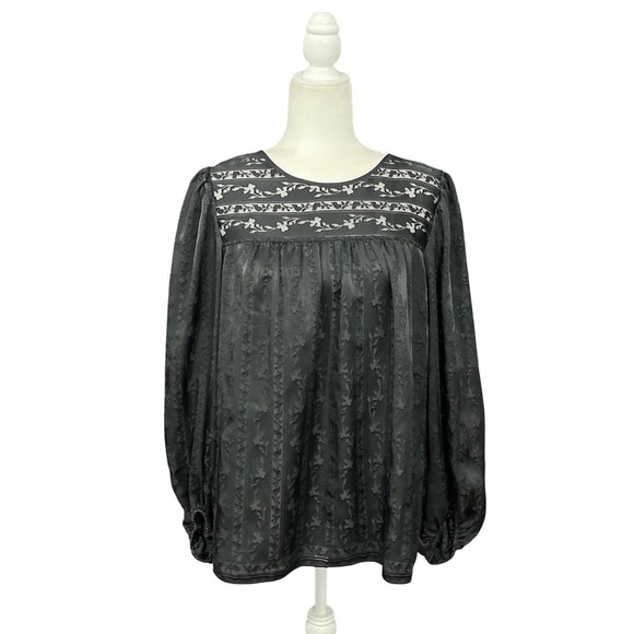 Max Studio Tops - Dark Romantic Sz Medium Puff Sleeve Floral Blouse Max Studio Fairycore